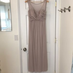 Long Mesh Dress with Illusion Necklinee